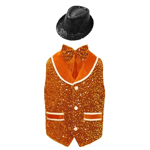 JEYPINMI Unisex Girls Boys Stage Show Performance Tops Hip Hop Jazz Modern Dance Vest Shiny Party Waistcoat2