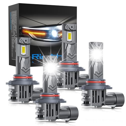 Image of rimthin 9005 9006 Bulbs Combo, 800% Brighter High Low Beam Bulbs, Pack of 4 | Cool White 6000K, Real 1:1 Mini Size with Cooling Fan