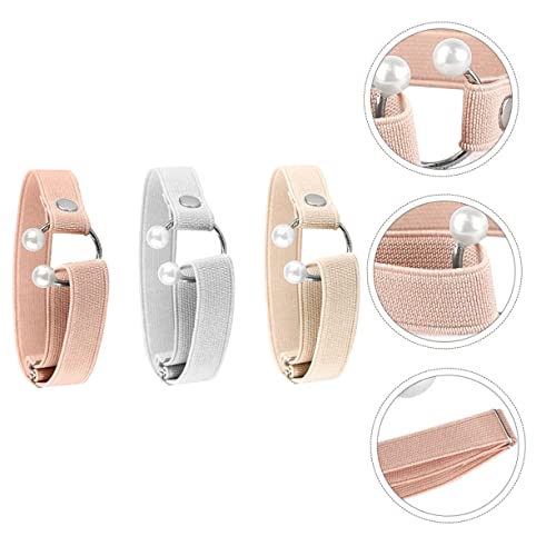 3Pcs High Heel Shoe Straps Stylish Slip Detachable Shoelaces for Wedges Ballet Flats Elastic Material with Pearl Decoration Prevents Heel Slippage3