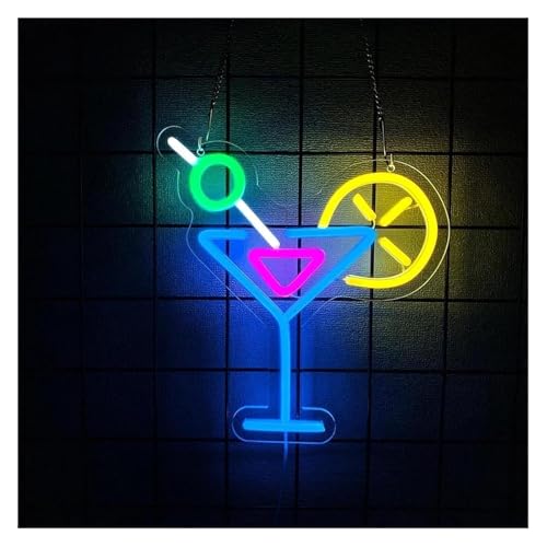 Avoltre para luces de fiesta de neón Letrero de neón con forma copa vino iluminada, para ideal para decorar la pared un bar, club o sala juegos