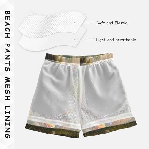 Flowers Cow Grass Boys Swim Trunks Quick Dry Toddler Swimsuit Boy Board Shorts Swimwear Bathing Suits M4