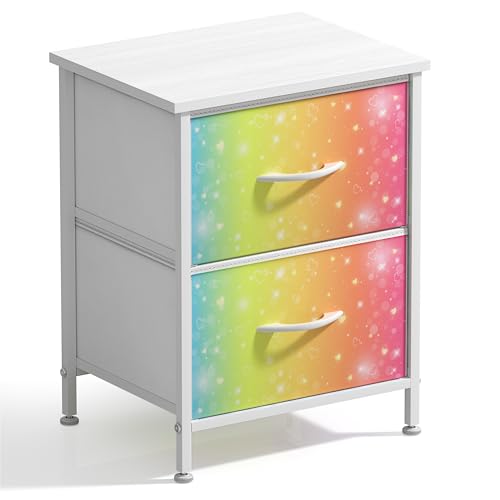 Sorbus Kids Nightstand, Fabric Drawers (Colorful with Stars, 2 Drawer) - image 7