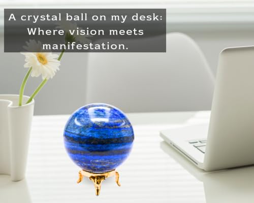 Image of Certified Lapis Lazuli Crystal Ball for Meditation - Premium Crystal Vastu Items for Home and Feng Shui Items for Good Luck - Ideal for Pooja Supplies and Spiritual Practices (2.5 inch Inch)