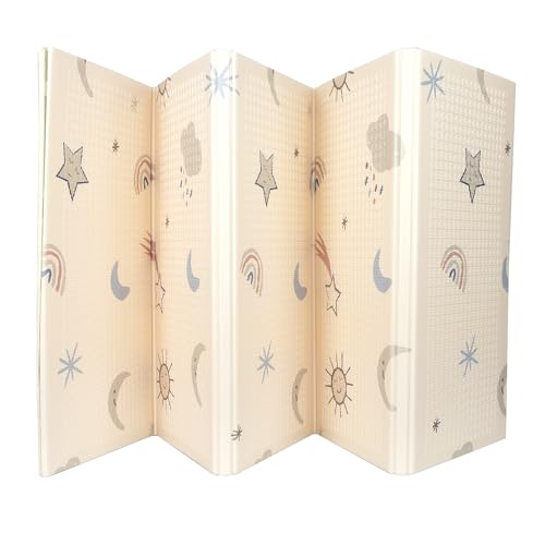 Image of Nuby Reversible Baby Floor Mat, 77" x 58" - Foldable and Lightweight Baby Play Mat for Floor - Easy Storage and Travel - Stars and Sky