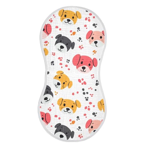 vvfelixl Colorful Dog Head Burp Cloths for Baby Boy Girls Baby Washcloths Burp Rags 1 Pack