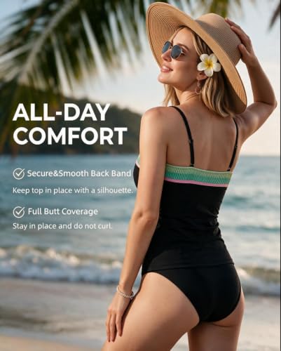 Image of Daci Women Strapless Tankini Tummy Control 2 Piece Bandeau Swimsuit