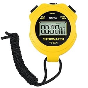 Digital Stopwatch Timer Only Stopwatch Mode, ON/OFF No Bell No Whistle Silent Basic Operation Children Friendly, PULIVIA Sport Stop watch for Coaches Kids Swimming Running, Yellow