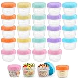 DRADERCH 24 Piezas Contenedores de Alimentos Pequeños,Recipiente para Pequeñas,80ml Tazones de Plástico Reutilizables Apilables Delicatessen,Sin BPA, Aptos Para Lavavajillas y Microondas