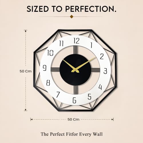 Image of Auromin Premium Metal Wall Clock for Living Room Stylish | Big Size Modern Decorative Wall Watch for Home, Hall, Bedroom & Office, Luxury Premium Wall Clock for Interior Decor