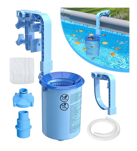 BluSwim 2026 Above Ground Pool Surface Skimmer Come with 3 Filter Socks, Enhanced Structure & Thickened Brackets Wall Mount Pool Skimmer, Floating Top Skimmers - Auto Skimming Water Surface Debris
