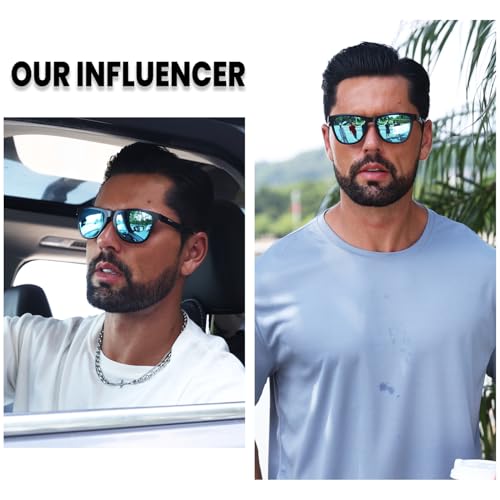 DUCO Mirrors Polarized Sunglasses for Men&Women,Medium Sized Ultralight Carbon Fiber Frame UV400 Protection Lens for Driving2