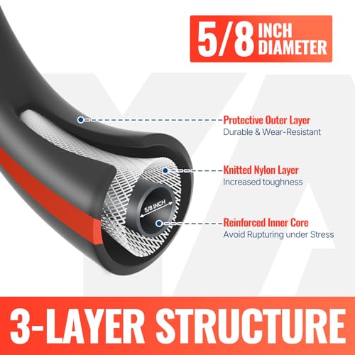 Image of YAMATIC 50ft Flexible Garden Hose 5 /8in I.D. with 360 Swivel Brass Handle | 50 FT Heavy Duty Water Hose with 3 /4 inch Brass Male to Female Connectors, Leakproof for All-Weather Outdoor Use Agriculture Lawn