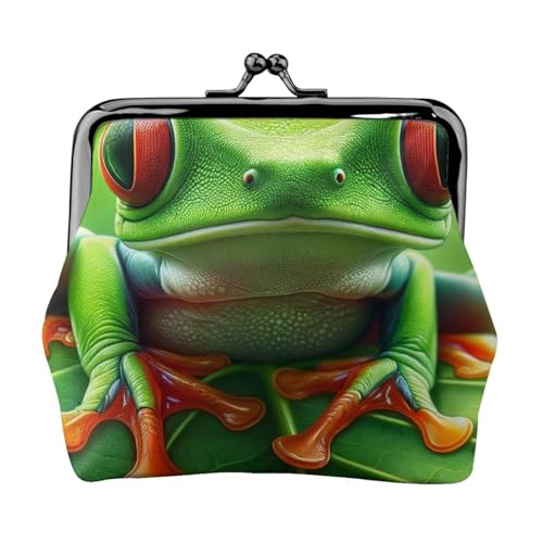 Pu Leather Buckle Coin Purse Puerto-Rico-Tree-Frog-Leaves Girls Kiss-Lock Change Purse Wallets
