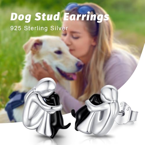 Image of 925 Sterling Silver Dog Earrings Cute Animal Puppy Stud Earrings Dog Jewelry Gifts for Women Girls Pet Lover Hypoallergenic Earrings for Sensitive Ears
