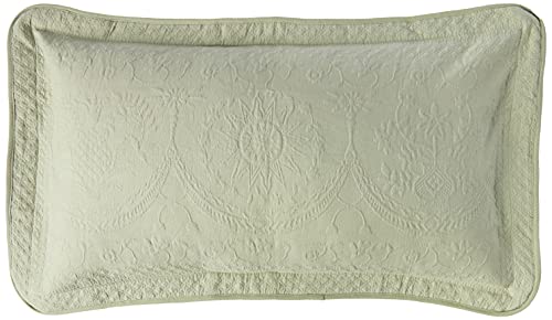 King Charles Modern Farmhouse Floral Matelasse Decorative Pillowcase, 100% Cotton Breathable Bedding, King Sham (20" x 36"), Sage