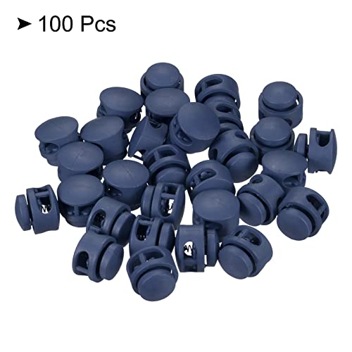 PATIKIL Cord Locks, 100 Pack Round Spring Toggle Stopper for Drawstring Bag Shoelaces Navy Blue, 17x16mm - Image 3