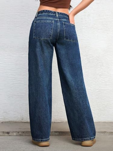 Image of Shasmi Women's Black Wide Leg Baggy Jeans High Waist Relaxed Fit Denim Pants - Loose Straight Fit Korean Style Oversized Casual Jean for Womens (Jeans 294)