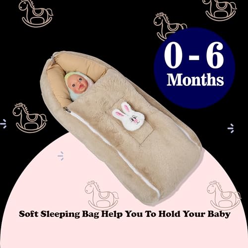 Image of VOIDROP Baby Carry Bed Infant Lounger Sleeping Bag 3 in 1 for New Born Babies (0-6 Months) Baby Fur Material Portable Travelling Bed for Infants Premium QULAITY with Super Soft Inner (Velvet Camel)