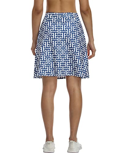 Coorun Pockets Workout Skirt Knee Length Pleated Athletic Skorts Skirts For Women With Pockets Petite Golf Skorts For Cycling Gym Pattern T,Large #TOP6