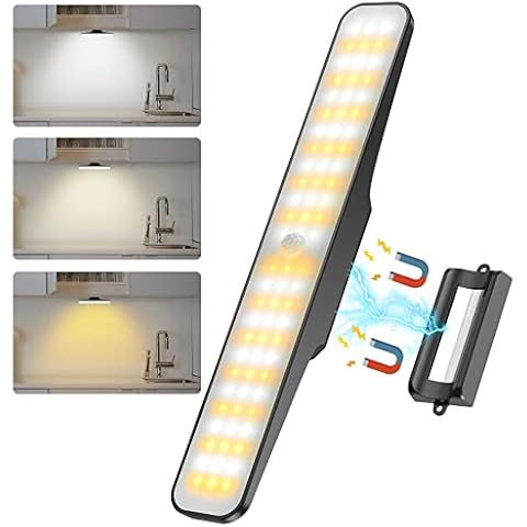 Balkwan Under Cabinet Lights Motion Sensor, Cordless 78 LED Counter Lamp 4500mAh USB Rechargeable Magnetic Closet Light, Dimmable,Kitchen Wardrobe Cupboard(1 pc) Cover