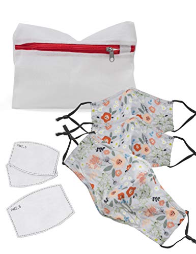 Mundi unisex child Mommy and Me Daddy Me Face Mask Sets With Washable Mesh Bag Neck Gaiter, Mommy Me (Floral Fun), One Size US