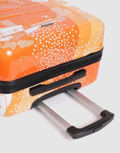Image of TEAKWOOD LEATHERS Twin Printed 360 Degree Rotation Hard Cabin Trolley Bag (Orange, Medium)