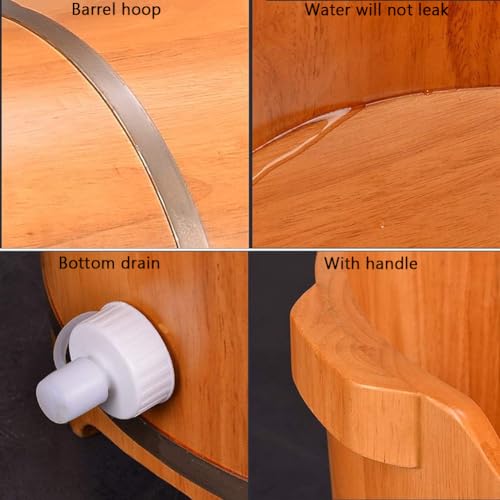 Balde de baño de pies grande de madera de roble miniatura 4