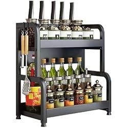 MAGIC SELECT ??????????? ?? ????????, Especiero para la Cocina de 2 Niveles, Estante de Condimentos Almacenamiento de Botes, Hierbas y Vajilla para la Despensa, Acero al Carbono.