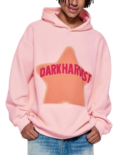 Vamtac Pink Star Hoodie Oversized Graphic Hoodies Unisex Y2K Long Sleeve Pocket Pullover Fall Hoodie 2025 Trendy Tops