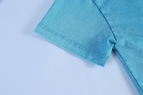 Children Boys Girls Washed Vintage T-Shirt Summer Casual T Shirts Thick Short Sleeve Loose Crew Neck Cotton Tops3