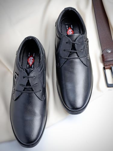 Image of Lee Cooper LC2024B3R Men's Leather Derby Formal Shoes | Lightweight, Comfortable & Stylish Lace-Ups for Office, Business