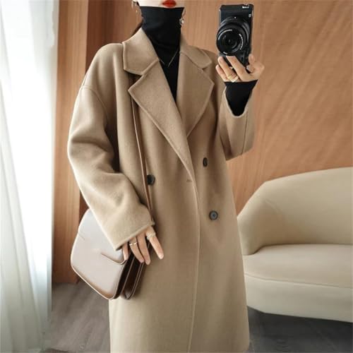 Women's 100% Wool Oversized Long Peacoats Notched Lapel Double Breasted Classic Trenchcoat2
