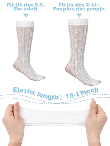 Geyoga 4 Pairs Women's Lace Socks Mesh Lace Knee High Socks for Women4
