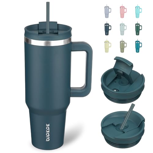 Image of BJPKPK 40oz Stainless Steel Insulated Tumbler With Handle And Lid Straw Travel Coffee Mug Thermal Cup,Navy Blue