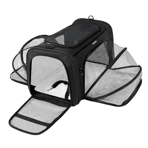 Bolsa Transporte Cão Gato Expansível Avião MADOG Bloom Preto
