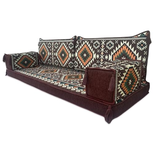 Three Seater Modular Handmade Arabic Style Majlis Sofa Set - Bohemian Floor Cushions - Garden Bench Cushions - Window Seat Pads