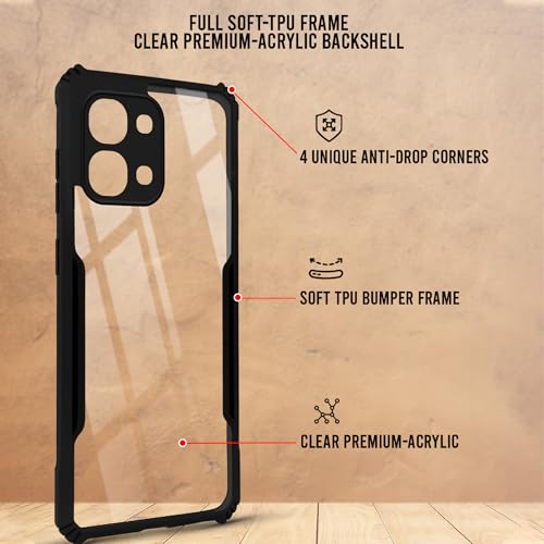 Image of Jkobi Hybrid Back Cover Case for Oppo F31 5G | Oppo F33 5G (Shockproof with Polycarbonate Clear Panel | Professional Black)