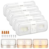 Kohree RV Ceiling Lights 1800LM, Upgrade 3 Color Dimmable RV Led Lights 12V, RV Double Dome Light Fixtures, Camper Lights with Switch for RV/Camper/Trailer/Boat (5Pack)