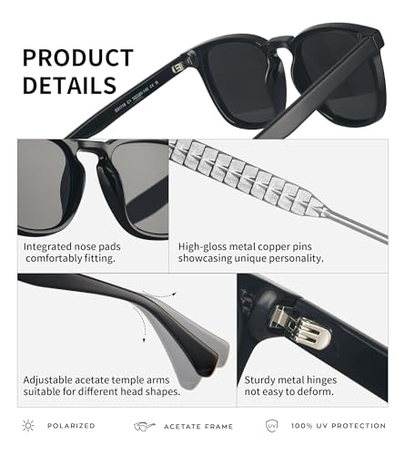 Retro Mens Sunglasses Polarized Classic Square Keyhole Metal Copper Needle Acetate Glasses4