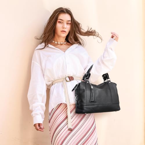 Image of HESHE Womens Genuine Leather Purse Satchel Tote Bags Ladies Real Leather Bags Crossbody Handbags