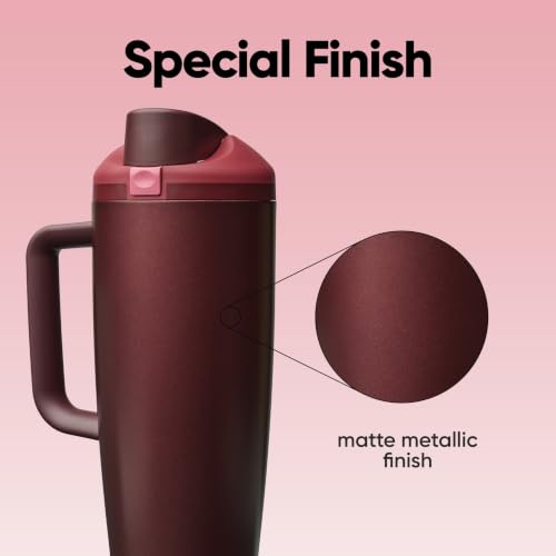 Image of Owala FreeSip Tumbler Stainless Steel Water Bottle 30 oz Black Cherry