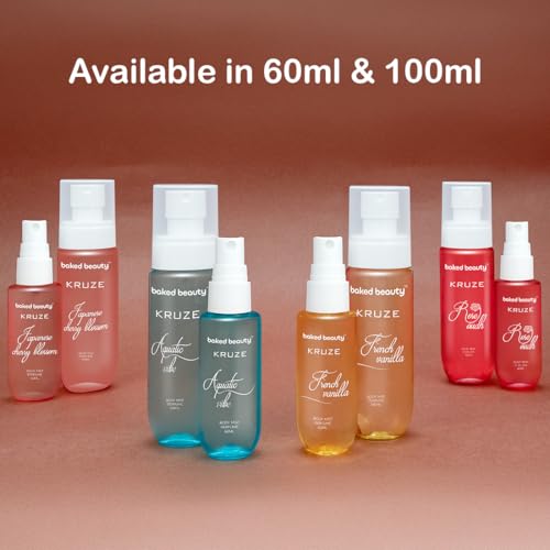 Image of BAKED BEAUTY Kruze Aquatic Vibe Perfume Body Mist | Refreshing Long Lasting Tropical Fragrance|Double Duty Mist For Hair & Body| Travel-Friendly Perfume Body Spray for Women- 100ml