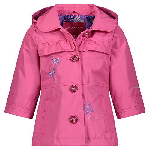 LONDON FOG Baby Girls' Li'l Lightweight Trench Dress Coat Jacket, Pink Butterflies, 24MO