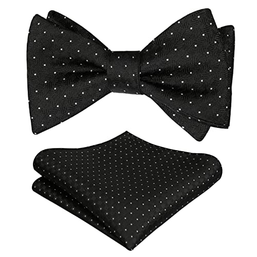 Image of Alizeal Mens 2pcs Solid Self-tied Bow Tie Set | Alizeal Mens 2pcs Self-tied Solid /Animal Bow Tie and Pocket Square Set Perfect for Wedding Business Formal Events