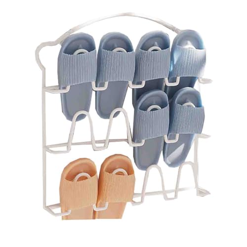 Hanshanyan スリッパラック 壁掛け スリム 縦型 おしゃれ 金属製シューズラック 引っ掛け式 玄関ドア スリッパ 収納 縦長 省スペース 玄関 浴室 室内 マグネット スリッパ立て 2/3/4段 スリッパ収納 便利 吸盤 粘着 防水 御洒落 スリ