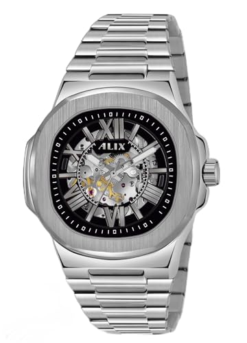 Image of ALIX AL2904 Automatic Mechanical Self-Winding Skeleton Dial 30 ATM Waterproof with Stainless Steel Band Wrist Watch