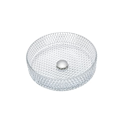 ESOP Lavabo de Cristal Transparente Lavabo de Vidrio Cilindro Lavabo sobre Instalación en Encimera Lavabo sobre para Baño