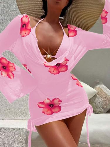 Image of ZAFUL Womens Swimsuit Cover Up Dress Off Shoulder Hollow Coverup Bathing Suit Mesh Swim Beach Dress