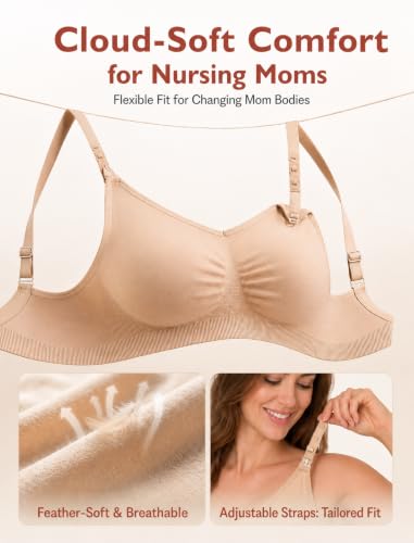Image of HOFISH 3PACK Full Bust Seamless Nursing Maternity Bras Bralette S-XXL with Extra Bra Extenders & Clips