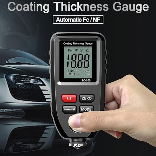 Medidor de espesor de recubrimiento, medidor de espesor de película de pintura para automóviles, detección f/NF automática, calibración sin contacto, indicación de nivel de batería y función de apagado automático miniatura 2